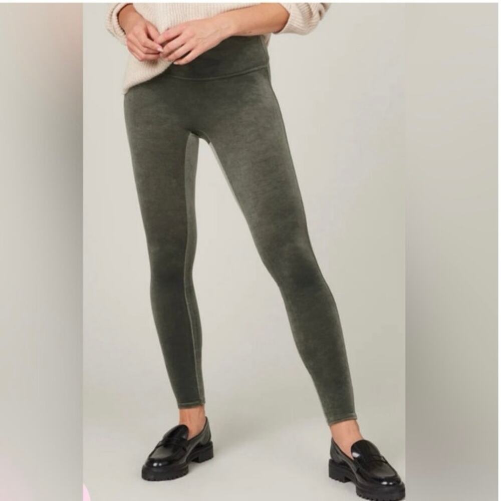 Spanx Womens Velvet High Waisted Leggings Olive Green Size Medium 20300R